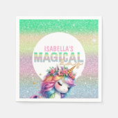 Glitzer Regenbogen Einhorn magische Papierplatte Serviette (Vorderseite)