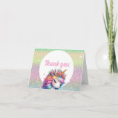 Glitzer Regenbogen einhornen magisch Dankeskarte (Vorderseite)