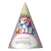 Glitzer Regenbogen einhornen magisch Partyhütchen (Vorderseite)