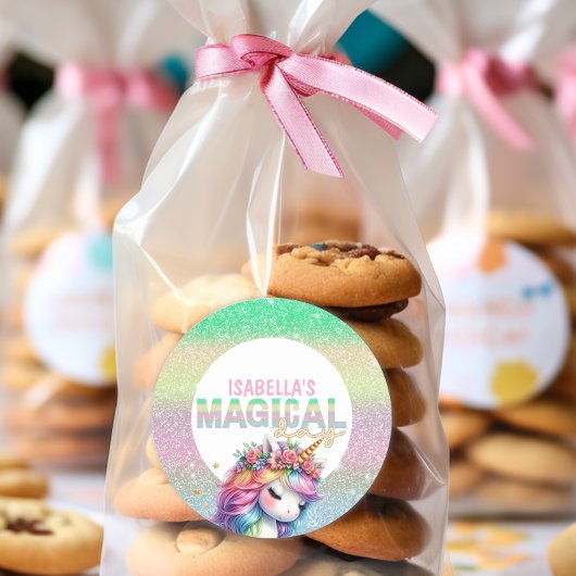 Glitzer Regenbogen einhornen magisch Runder Aufkleber