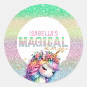 Glitzer Regenbogen einhornen magisch Runder Aufkleber (Vorderseite)