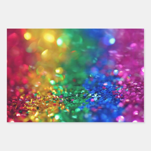 Glitzer Regenbogen Geschenkpapier Set (Vorderseite 2)