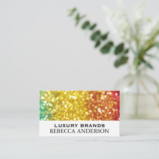 Glitzer-Regenbogen-Hintergrund Visitenkarte (Stehend Vorderseite)