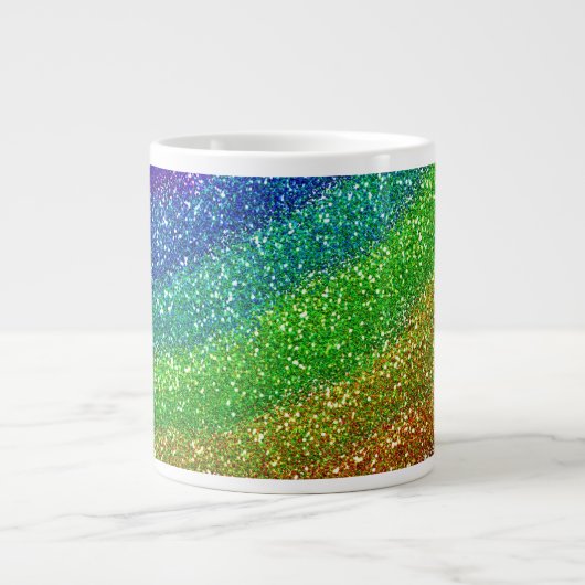 Glitzer-Regenbogen Jumbo-Tasse (Vorderseite)