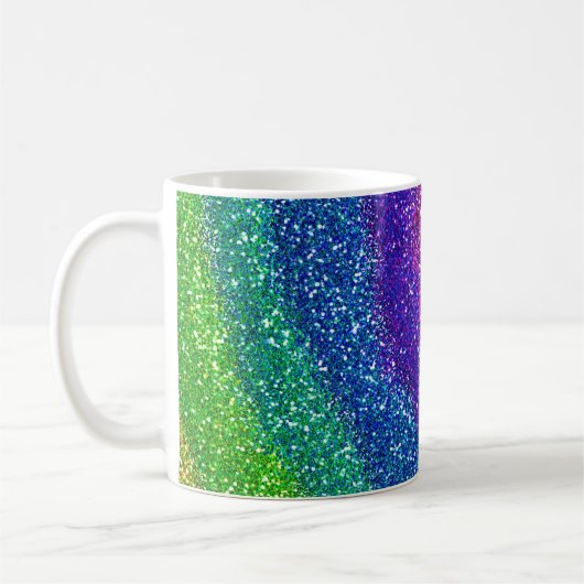 Glitzer-Regenbogen Kaffeetasse (Links)