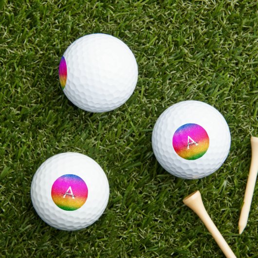 Glitzer Regenbogen Lila Gelb grün Golfball (Insitu Gras)