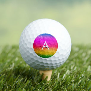 Glitzer Regenbogen Lila Gelb grün Golfball