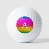 Glitzer Regenbogen Lila Gelb grün Golfball (Vorderseite)