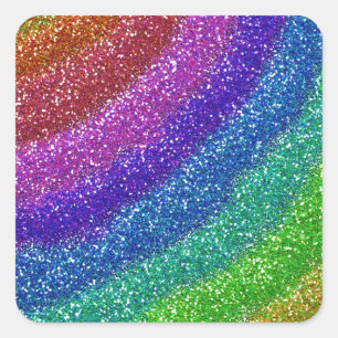 Glitzer-Regenbogen Quadratischer Aufkleber