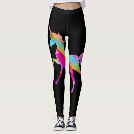 Glitzer-RegenbogenUnicorn der erwachsenen Frau Leggings (Vorderseite)