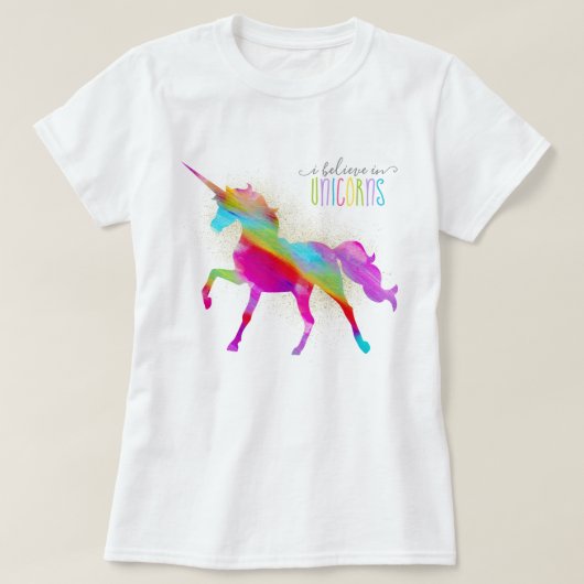 Glitzer-RegenbogenUnicorn der erwachsenen Frau T-Shirt (Design vorne)