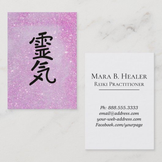 ** Glitzer Reiki Master Practitioner-Symbol Visitenkarte (Vorne/Hinten)