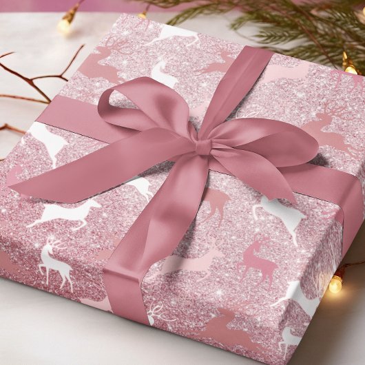 Glitzer Reindeer Weihnachtsmuster Geschenkpapier