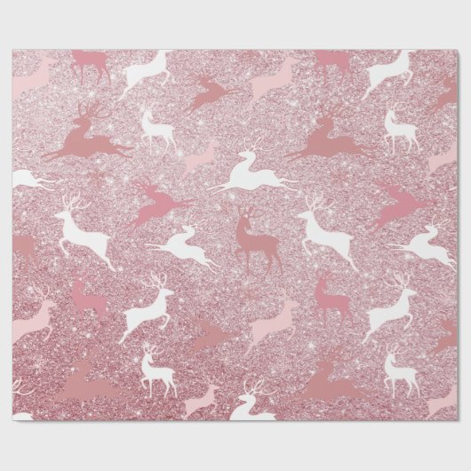 Glitzer Reindeer Weihnachtsmuster Geschenkpapier (Flach)