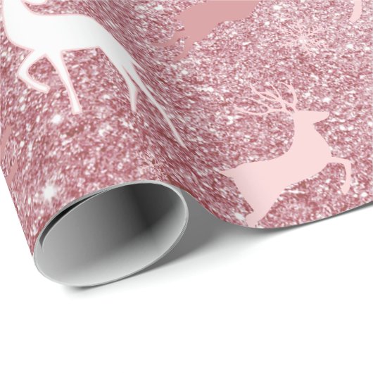 Glitzer Reindeer Weihnachtsmuster Geschenkpapier (Rolleneckpunkt)