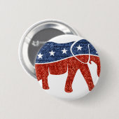 Glitzer-republikanischer Elefant Button (Vorne & Hinten)