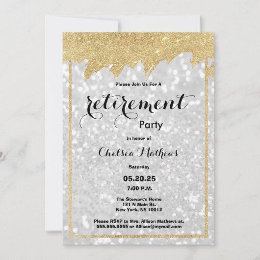 Glitzer Retirement Party Einladung (Vorderseite)