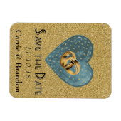 Glitzer Rings & Heart Rett Date Magnet (Horizontal)