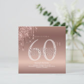 Glitzer Rosa 60. Überraschung Geburtstag Einladung (Stehend Vorderseite)