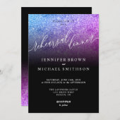 Glitzer Rosa Aquamarin Watercolor Probe Abendessen Einladung (Vorne/Hinten)