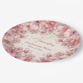 Glitzer Rosa Aquarell Abschluss Pappteller (Schrägansicht)