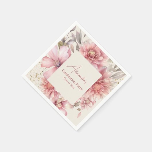 Glitzer Rosa Aquarell Abschluss Serviette (Ecke)