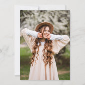 Glitzer Rosa Aquarellblumen Foto Abschluss Einladung (Rückseite)