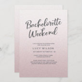Glitzer rosa Bachelorette Wochenenden-Einladung Einladung (Vorne/Hinten)