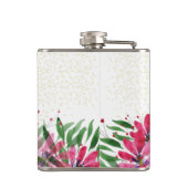 Glitzer Rosa Blume Wasserfarbe blühen Flachmann (Rückseite)