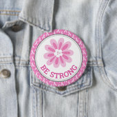 Glitzer Rosa Blumen Brustkrebs-Bewusstseins-Design Button (Beispiel)