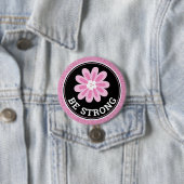 Glitzer Rosa Blumen Brustkrebs-Bewusstseins-Design Button (Beispiel)
