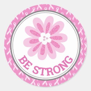 Glitzer Rosa Blumen Brustkrebs-Bewusstseins-Design Runder Aufkleber