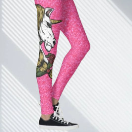 Glitzer Rosa Einhorn Leggings