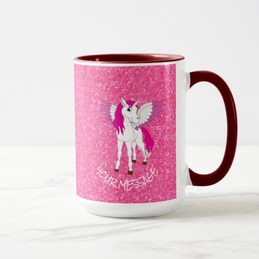 Glitzer Rosa Einhorn Tasse (Rechts)