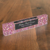 Glitzer Rosa Elegance Namensplakette (Seite)