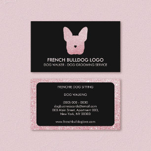 Glitzer Rosa Französische Bulldogge Hundefriseur H Visitenkarte