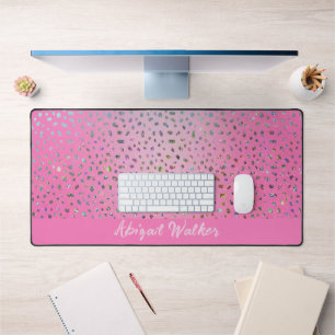 Glitzer Rosa Gepard-Druck Schreibtischunterlage