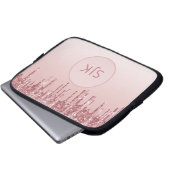 Glitzer-Rosa-Gold-Monogramm Laptopschutzhülle (Vorne Knopf)
