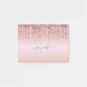 Glitzer Rosa Gold Monogramm Name Post-it Klebezettel (Vorderseite)