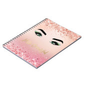 Glitzer Rosa grüne Augen Augen Augen Lashes Notizblock (Linke Seite)