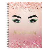 Glitzer Rosa grüne Augen Augen Augen Lashes Notizblock (Vorderseite)