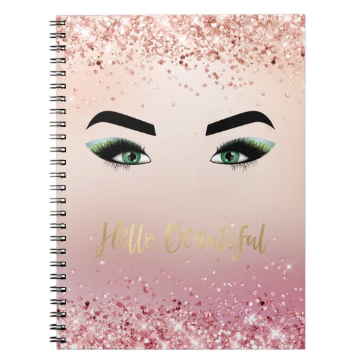 Glitzer Rosa grüne Augen Augen Augen Lashes Notizblock (Vorderseite)