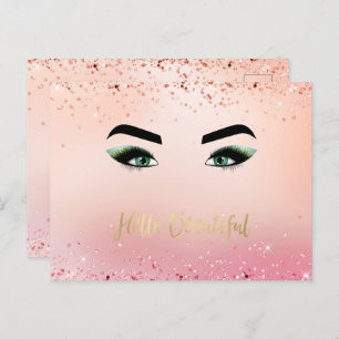 Glitzer Rosa grüne Augen Augen Augen Lashes Postkarte