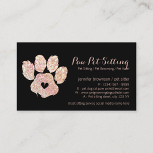 Glitzer Rosa Haustiersitter Grooming Pfote Visitenkarte