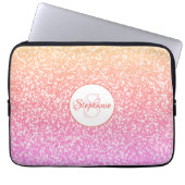 Glitzer Rosa Koralle Rose Gold Round Monogram Laptopschutzhülle (Vorderseite)