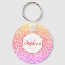 Glitzer Rosa Koralle Rose Gold Round Monogram