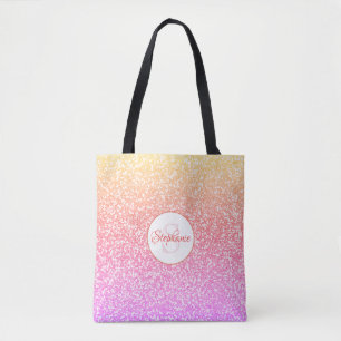 Glitzer Rosa Koralle Rose Gold Round Monogram Tasche