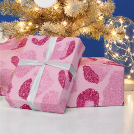 Glitzer Rosa Leopard Muster Geschenkpapier