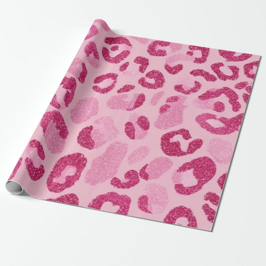 Glitzer Rosa Leopard Muster Geschenkpapier (Ungerollt)