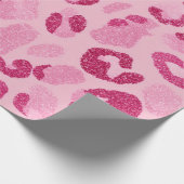 Glitzer Rosa Leopard Muster Geschenkpapier (Ecke)